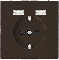 Розетка с заземлением +2xUSB тип A+A без рамки Schneider Electric Merten D-Life 1-м. мокко картинка